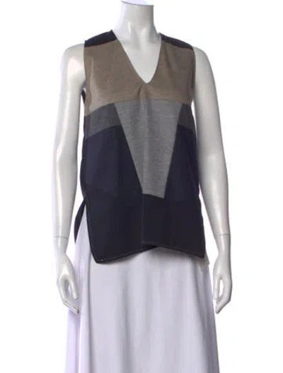 Pre-owned Derek Lam Virgin Wool Colorblock Pattern Top In Multi