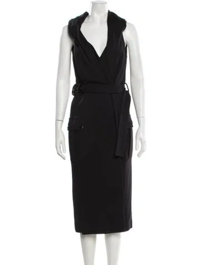 Pre-owned Derek Lam Virgin Wool Midi Length Dress In Black