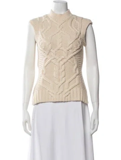 Pre-owned Derek Lam Virgin Wool Mock Neck Sweater In Neutrals