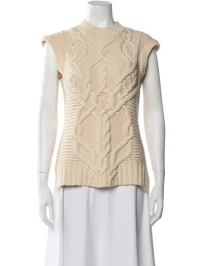 Pre-owned Derek Lam Virgin Wool Mock Neck Sweater In Neutrals