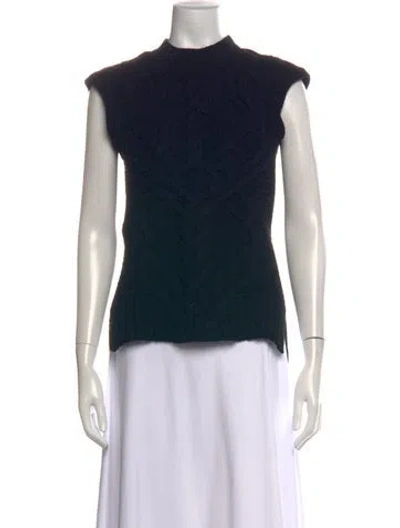 Pre-owned Derek Lam Virgin Wool Mock Neck Top In Black