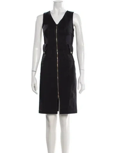 Pre-owned Derek Lam V-neck Knee-length Dress In Black