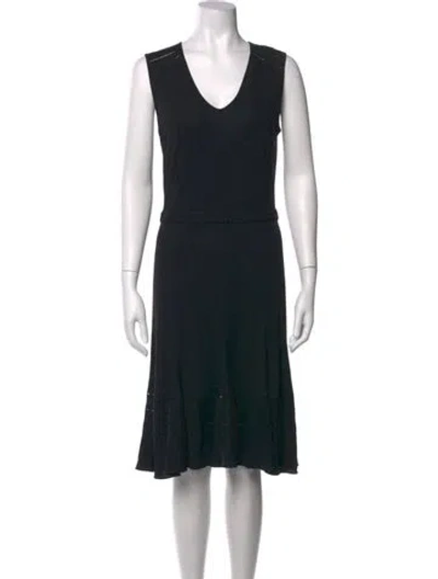 Pre-owned Derek Lam V-neck Knee-length Dress In Black
