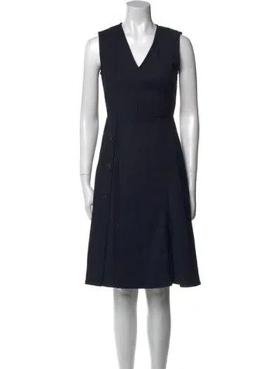 Pre-owned Derek Lam V-neck Knee-length Dress In Blue