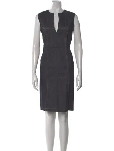Pre-owned Derek Lam V-neck Knee-length Dress In Blue