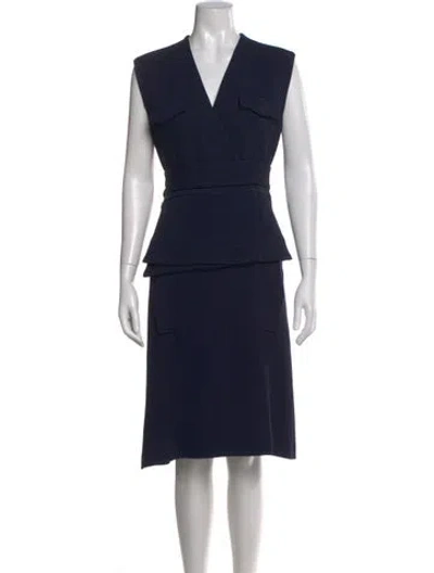 Pre-owned Derek Lam V-neck Knee-length Dress In Blue