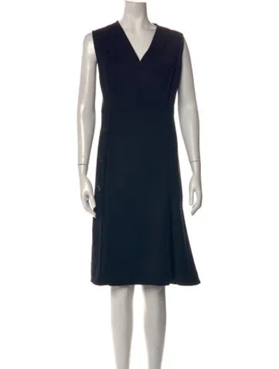 Pre-owned Derek Lam V-neck Knee-length Dress In Blue