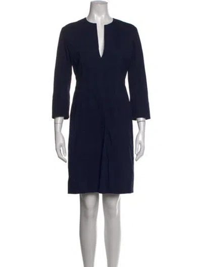 Pre-owned Derek Lam V-neck Knee-length Dress In Blue