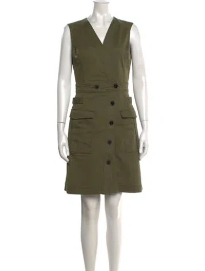 Pre-owned Derek Lam V-neck Knee-length Dress In Green
