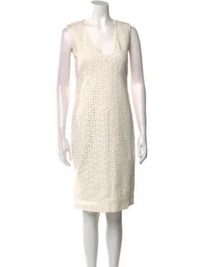 Pre-owned Derek Lam V-neck Knee-length Dress In Neutral