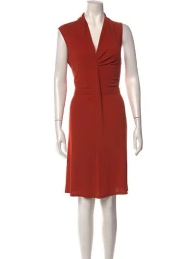 Pre-owned Derek Lam V-neck Knee-length Dress In Orange