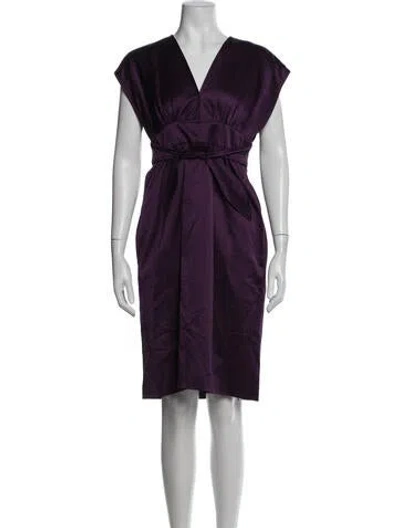 Pre-owned Derek Lam V-neck Knee-length Dress In Purple