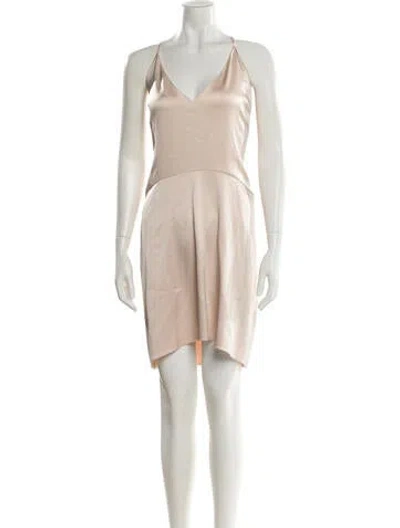Pre-owned Derek Lam V-neck Knee-length Dress In White