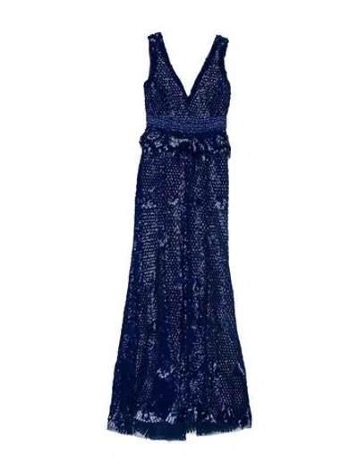 Pre-owned Derek Lam V-neck Long Dress In Blue