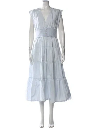 Pre-owned Derek Lam V-neck Long Dress In Blue