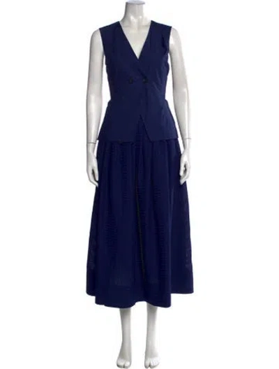 Pre-owned Derek Lam V-neck Long Dress In Blue