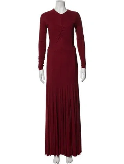 Pre-owned Derek Lam V-neck Long Dress In Burgundy
