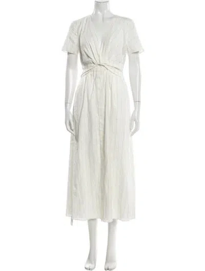 Pre-owned Derek Lam V-neck Long Dress In White