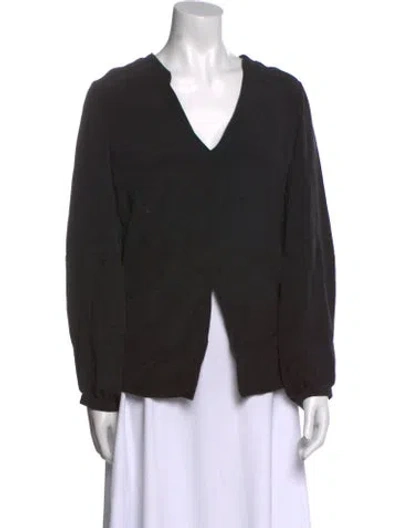 Pre-owned Derek Lam V-neck Long Sleeve Blouse In Black