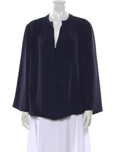Pre-owned Derek Lam V-neck Long Sleeve Blouse In Blue