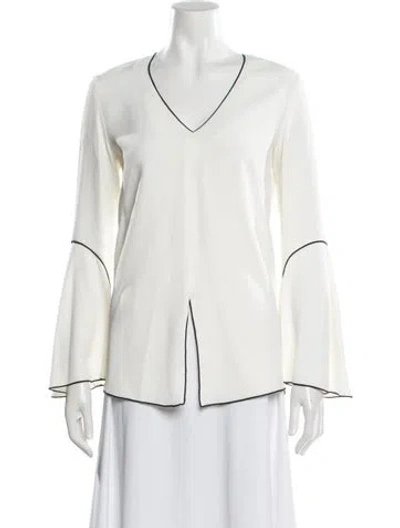 Pre-owned Derek Lam V-neck Long Sleeve Blouse In Neutral