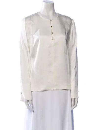 Pre-owned Derek Lam V-neck Long Sleeve Blouse In White