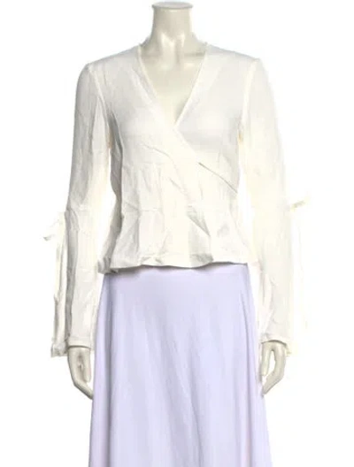 Pre-owned Derek Lam V-neck Long Sleeve Crop Top In Neutral