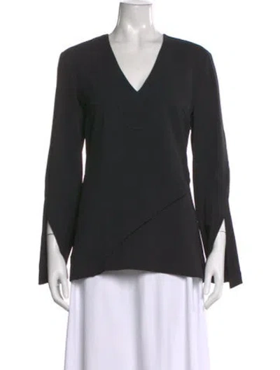 Pre-owned Derek Lam V-neck Long Sleeve Top In Black