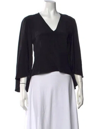 Pre-owned Derek Lam V-neck Long Sleeve Top In Black