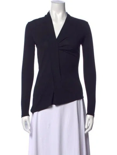 Pre-owned Derek Lam V-neck Long Sleeve Top In Black