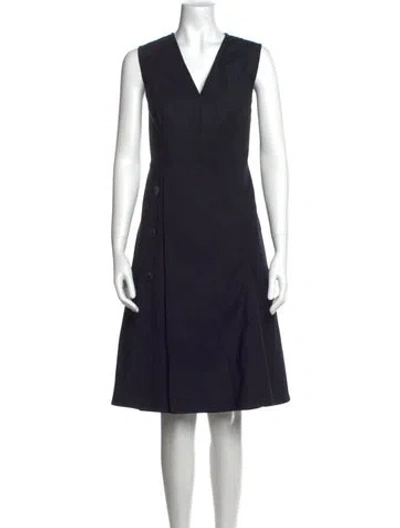 Pre-owned Derek Lam V-neck Midi Length Dress In Black