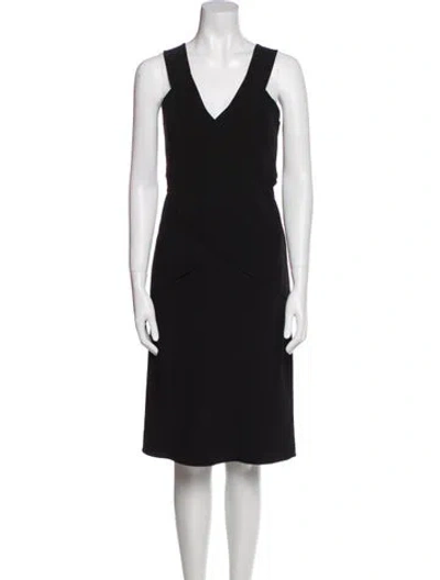 Pre-owned Derek Lam V-neck Midi Length Dress In Black