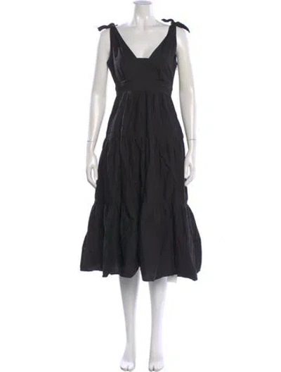Pre-owned Derek Lam V-neck Midi Length Dress In Black