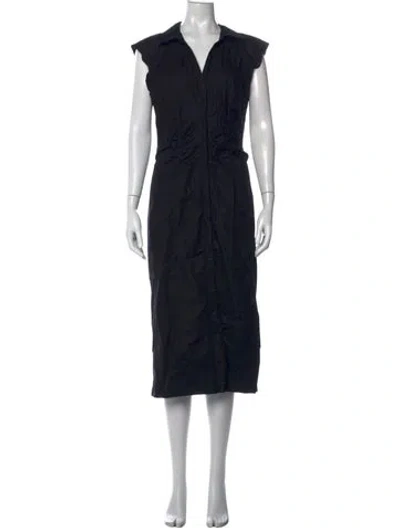 Pre-owned Derek Lam V-neck Midi Length Dress In Black