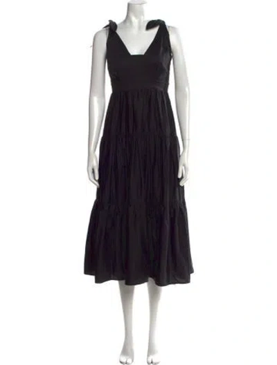 Pre-owned Derek Lam V-neck Midi Length Dress In Black