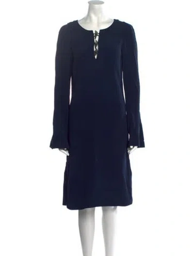 Pre-owned Derek Lam V-neck Midi Length Dress In Blue