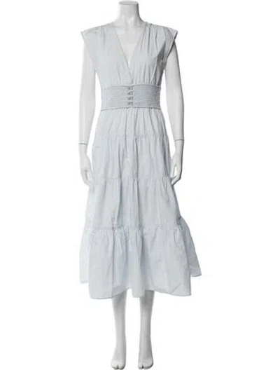Pre-owned Derek Lam V-neck Midi Length Dress In Blue