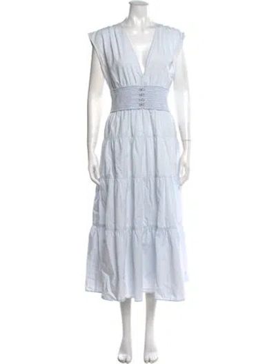 Pre-owned Derek Lam V-neck Midi Length Dress In Blue