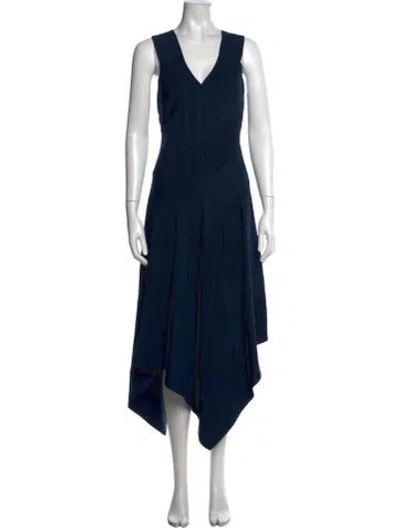 Pre-owned Derek Lam V-neck Midi Length Dress In Blue