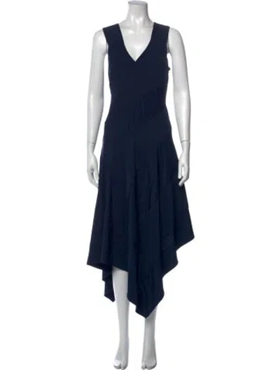 Pre-owned Derek Lam V-neck Midi Length Dress In Blue