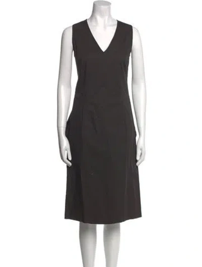 Pre-owned Derek Lam V-neck Midi Length Dress In Gray