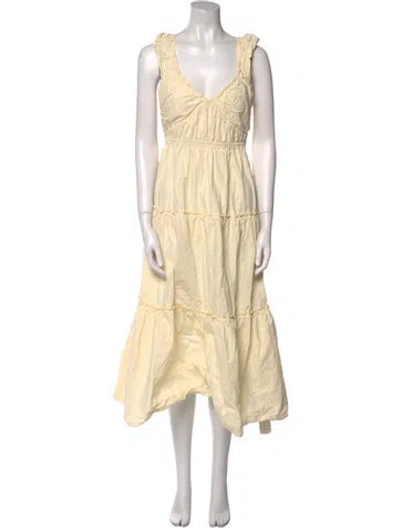 Pre-owned Derek Lam V-neck Midi Length Dress In Neutral