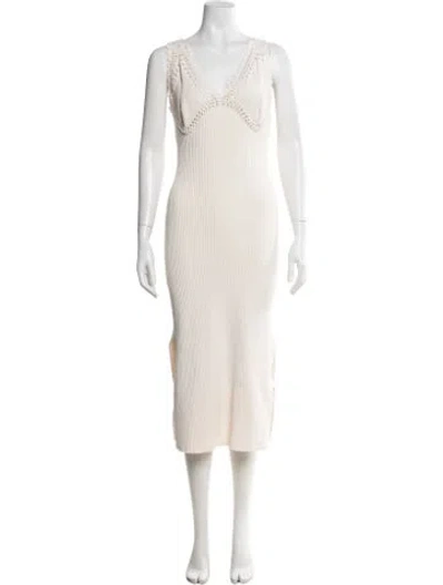 Pre-owned Derek Lam V-neck Midi Length Dress In Neutral