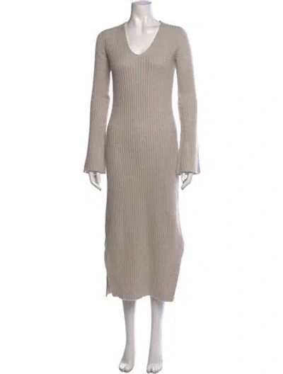 Pre-owned Derek Lam V-neck Midi Length Dress In Neutral