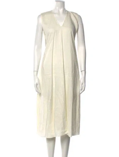 Pre-owned Derek Lam V-neck Midi Length Dress In Neutrals