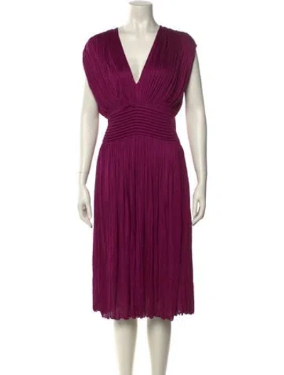 Pre-owned Derek Lam V-neck Midi Length Dress In Purple