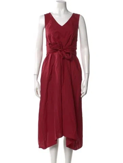 Pre-owned Derek Lam V-neck Midi Length Dress In Red
