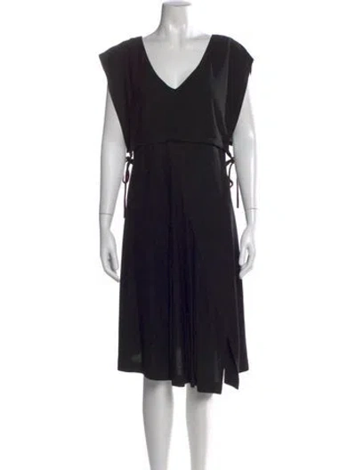 Pre-owned Derek Lam V-neck Midi Length Dress W/ Tags In Black