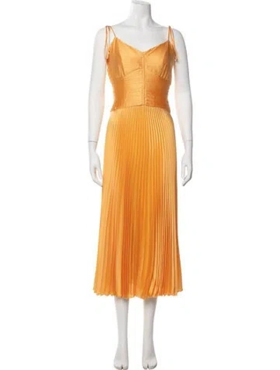 Pre-owned Derek Lam V-neck Midi Length Dress In Yellow