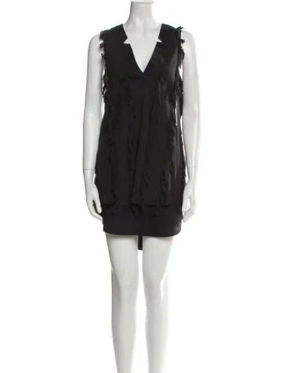 Pre-owned Derek Lam V-neck Mini Dress In Black